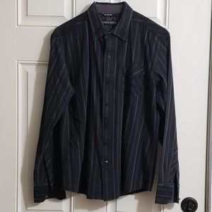 Indigo Star, Men's Casual Dress Shirt, Black Design